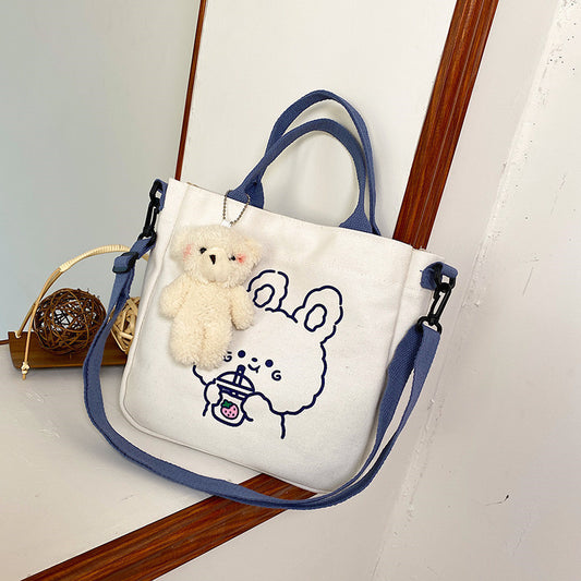 Cute Canvas Bag Female Messenger Bag Korean Ins Japanese Portable Single Shoulder Bag