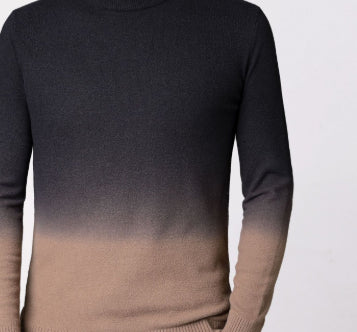 Gradient Colored Slimfitting Thickened Men's Pullover Sweater