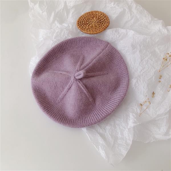 Solid Color Children's Knitted Hat Beret Hat Autumn Baby Soft Painter Yarn
