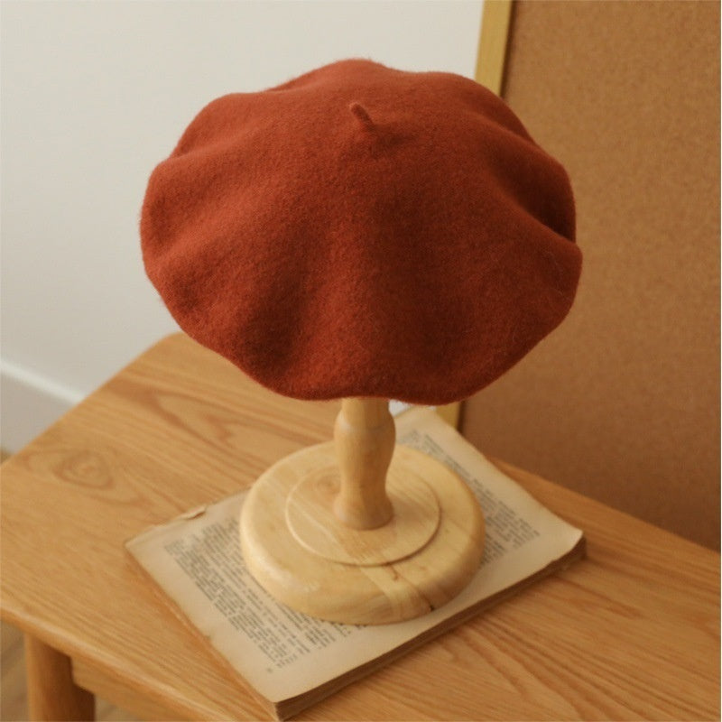 Uld Beret Piger Japansk Stil Kunstnerisk Vintage Malermunkehue