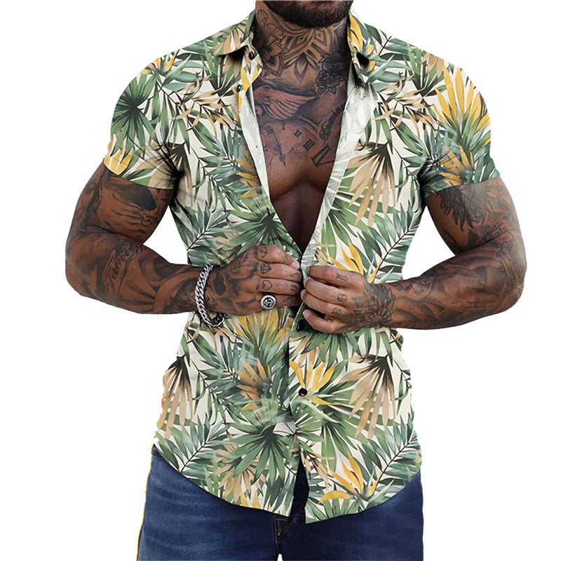 Personalized Printing T-shirt Summer Loose Short Sleeve Lapel Shirt Casual Streetwear Clothing For Men