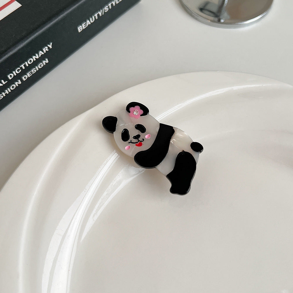 Plastic Cartoon Panda Acetate Grip Cute Animal Hair Claw Young Girl Personalized Barrettes Bang Side Shark Clip