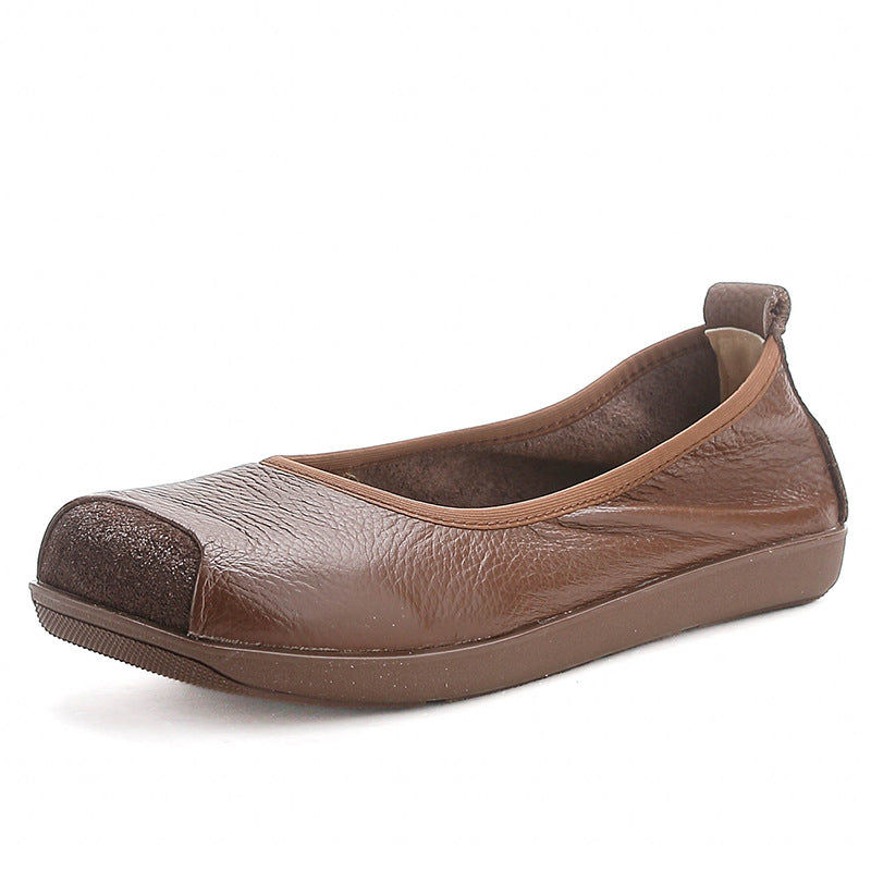 First Layer Cow Autumn Leather Shoes Flat Heel Comfort