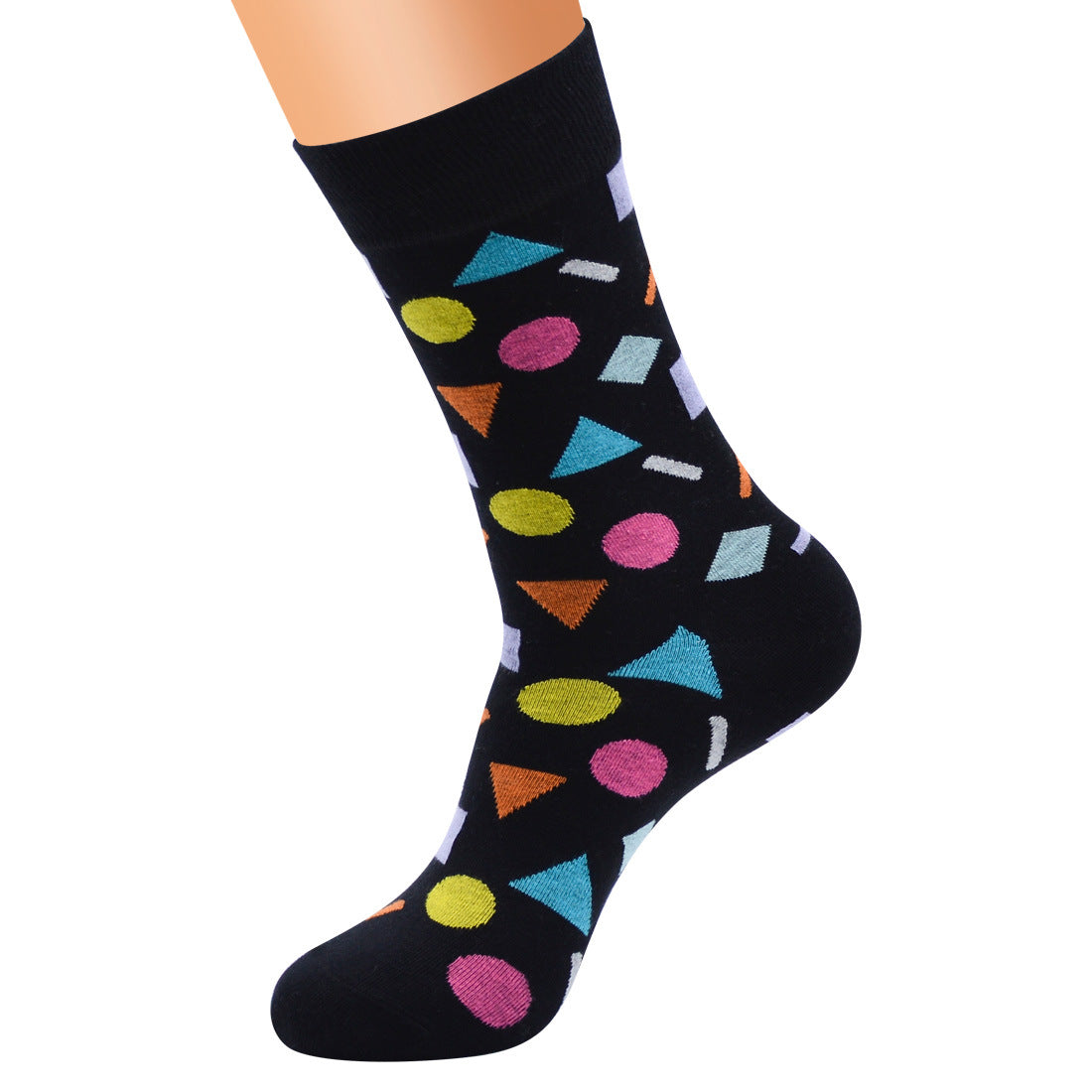 Geometric Contrast Color Personalized Foreign Trade Men's Cotton Long Socks