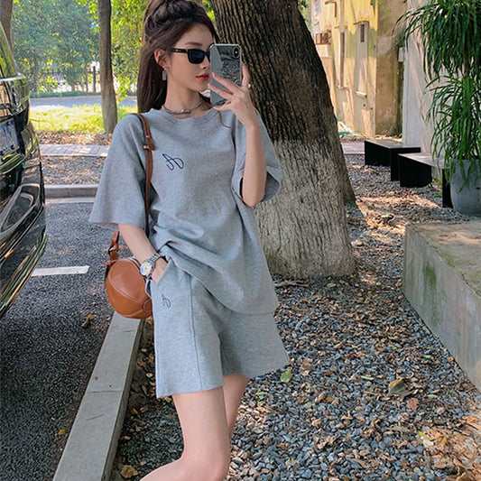 Loose Korean-style Student Cotton Casual Two-piece Set