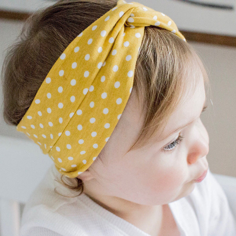 European And American Cute Dotted Prints Cross Babies' Headwear Cotton Cloth Children's Headband