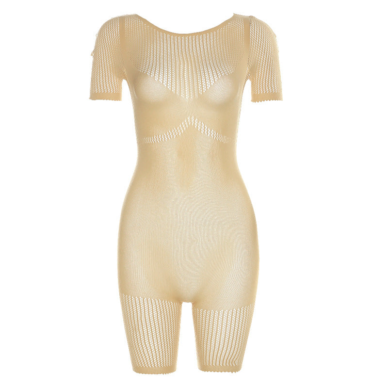 Sommer jumpsuit til kvinder - udhulet, figursyet, strikket, højtaljet, afslappet