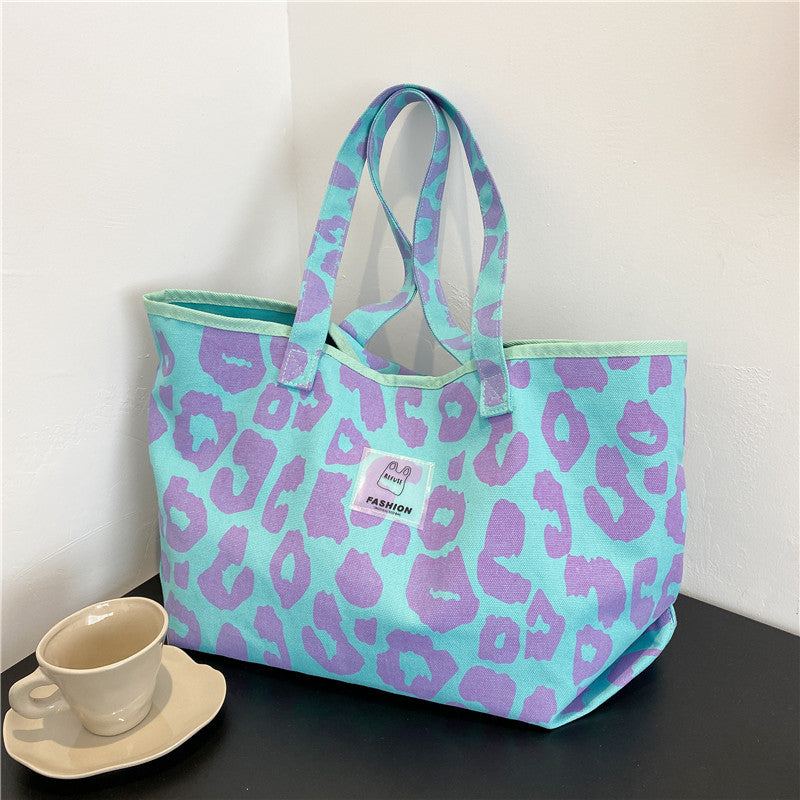 Koreansk version af Leopard Print Taske med Stor Kapacitet