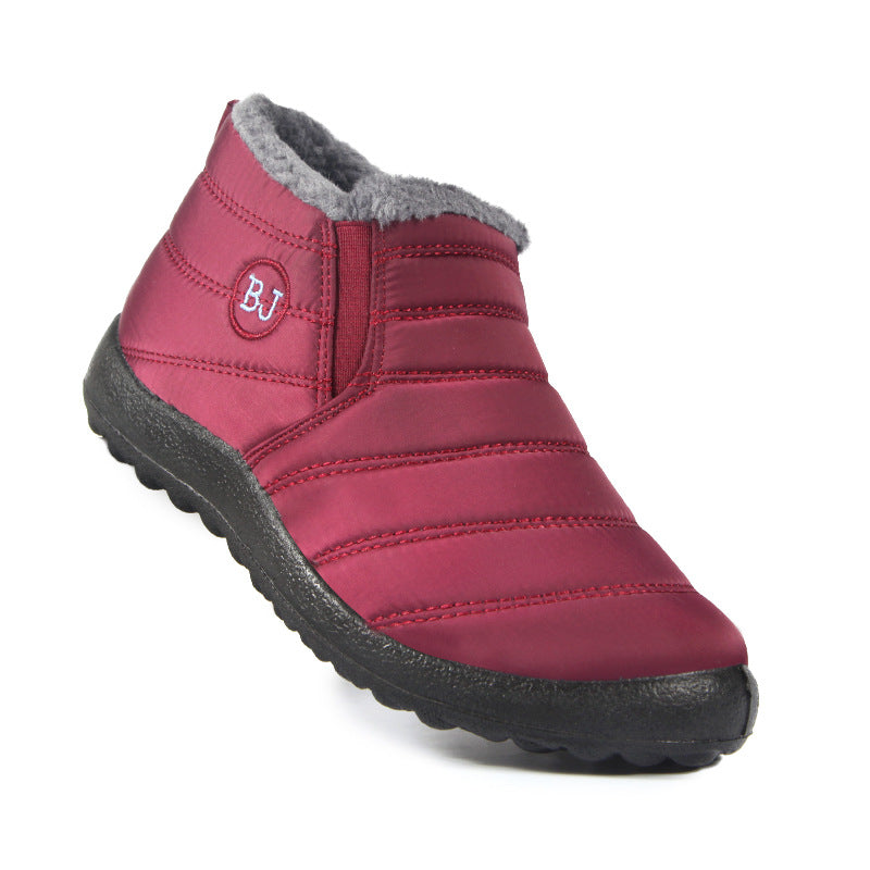 Cross-border Large Size Cotton Boots Men's And Women's Same Style Middle-aged And Elderly Slip-on Plus Velvet Thick Snow Boots Foreign Trade Warm Low-cut Boots