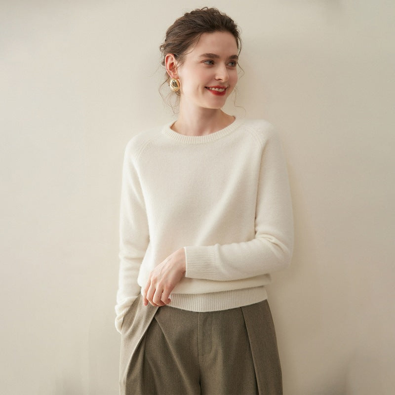 Pure Cashmere Shirt Women's Crew Neck Pullover Sweater