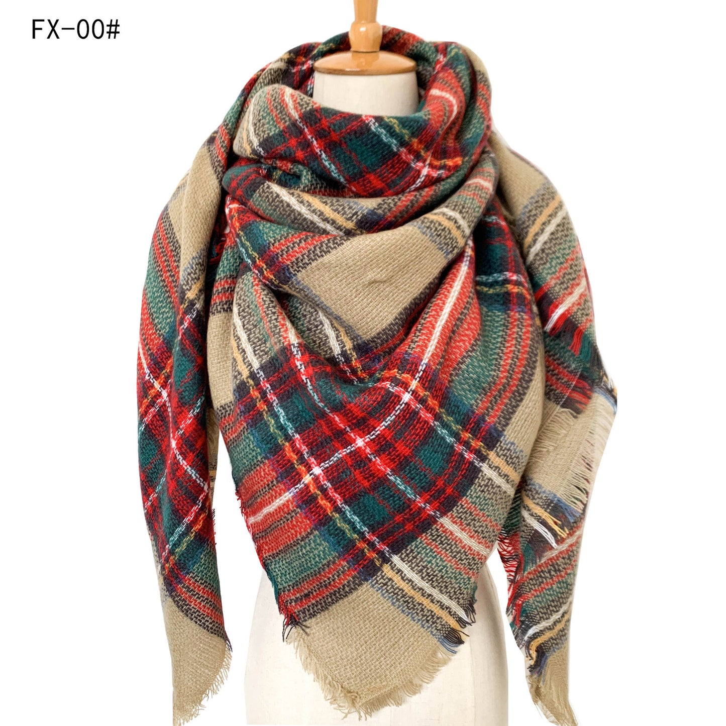Cashmere-like Double-sided Colorful Plaid Scarf