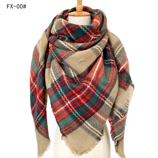 Cashmere-like Double-sided Colorful Plaid Scarf