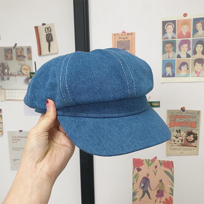 Dark Blue Denim Octagonal Cap Sun Protection