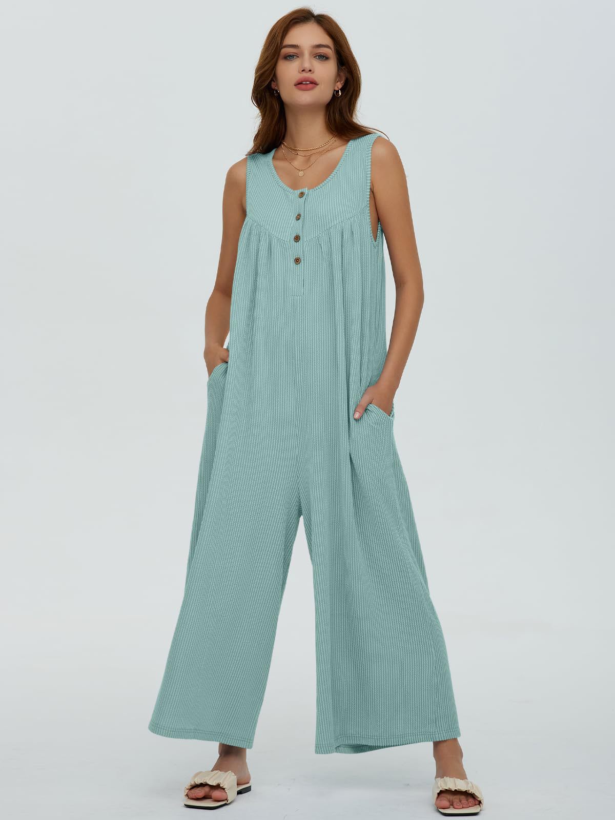 Sommer Europæisk og Amerikansk Stil Frisk Casual Dame Jumpsuit Med Lommer