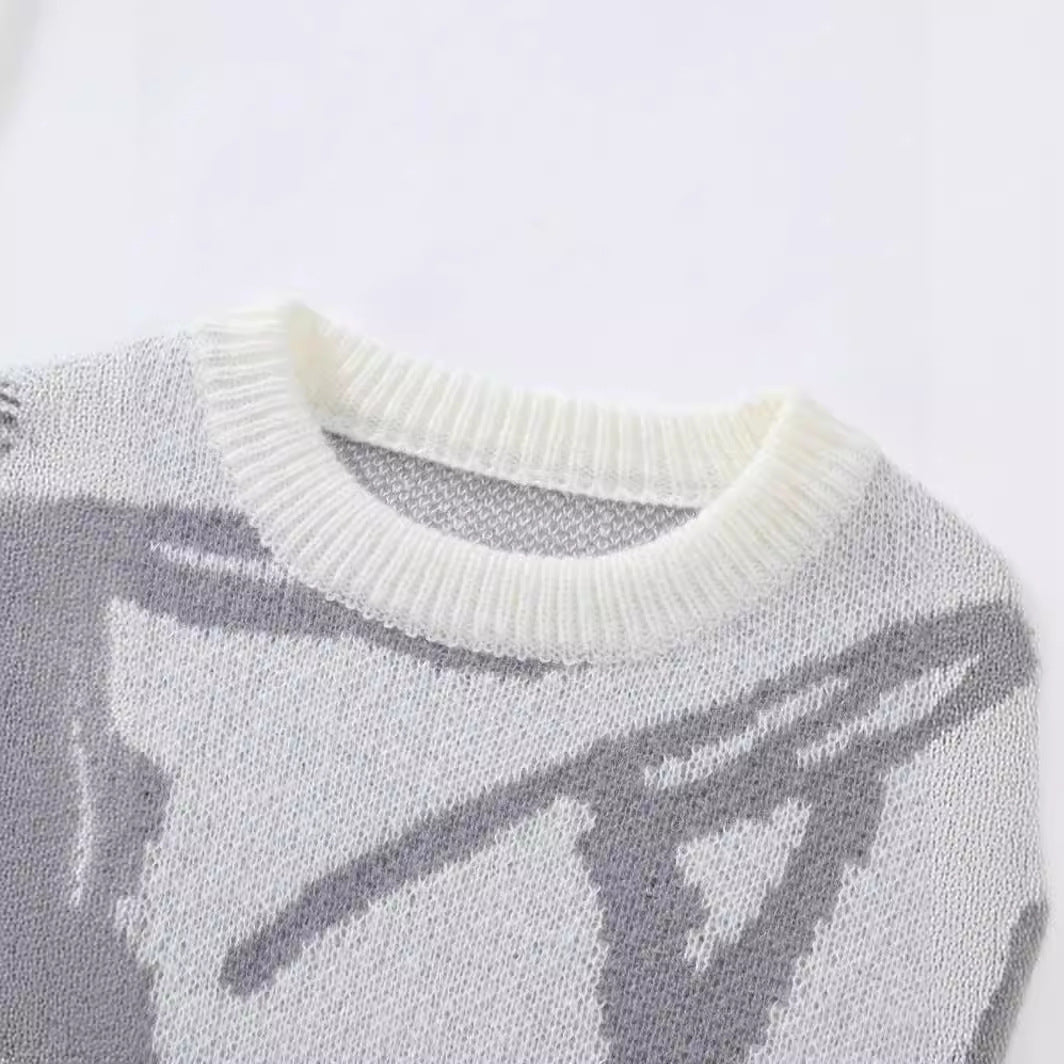 Men's Autumn And Winter Loose Round Neck Knitted Long-sleeved Jacket