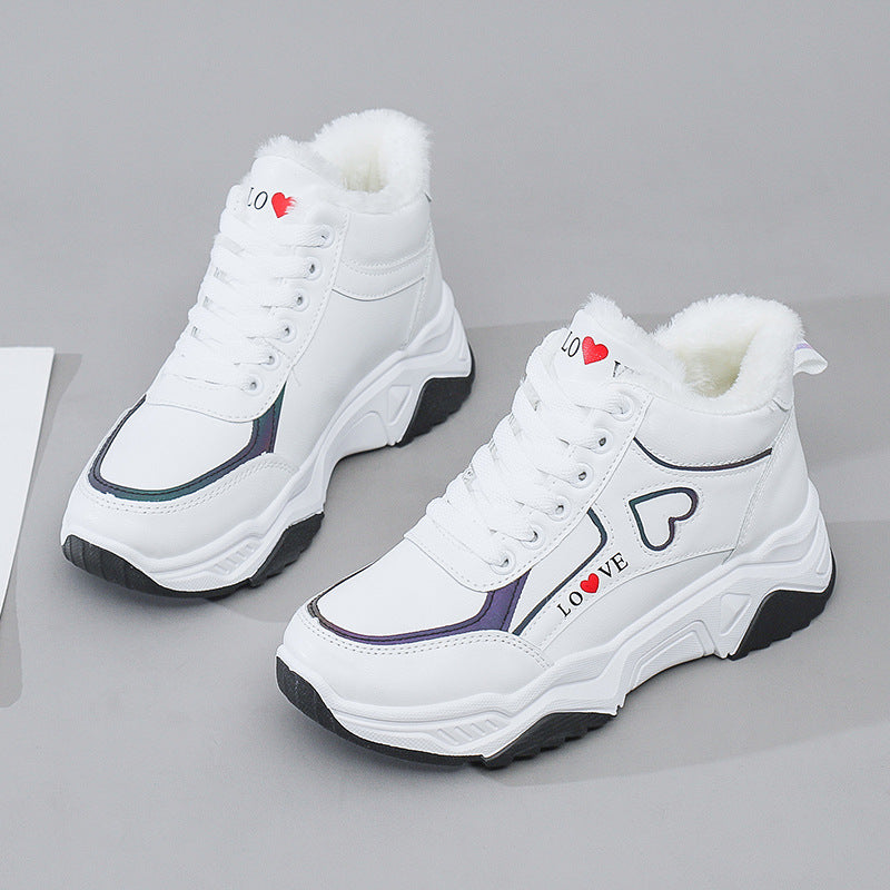 New Women's Cotton Shoes Plus Cashmere Sports High Top