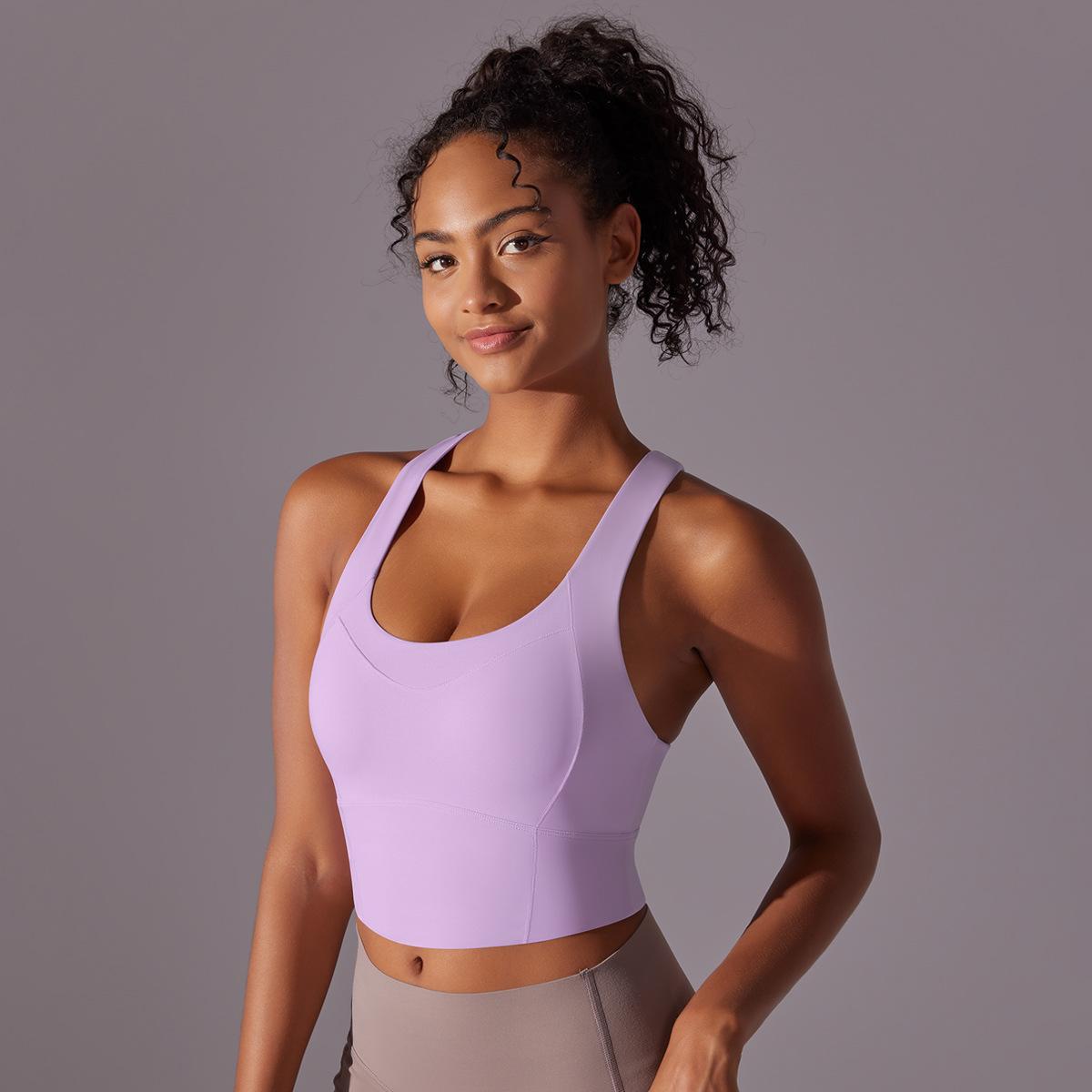 Nude Feel Pure Color Seamless One-piece Cup Vest Cross