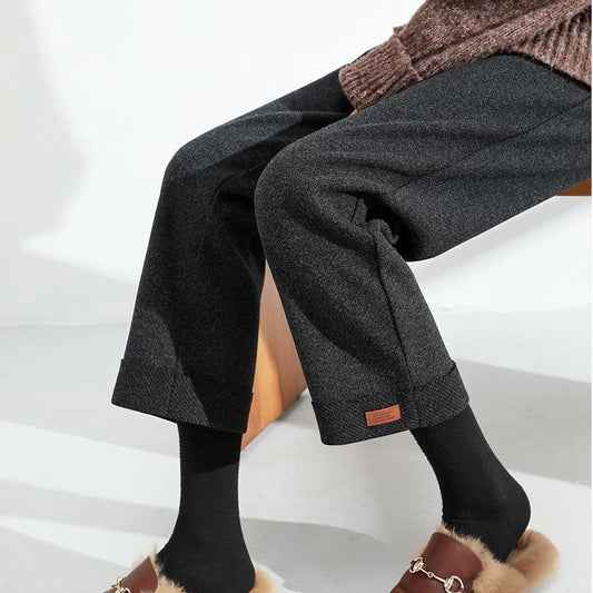 Nine Points Loose Drooping Thick Straight-leg Pants