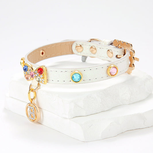 Pet Collar Cat Band With Diamond Alloy Bow