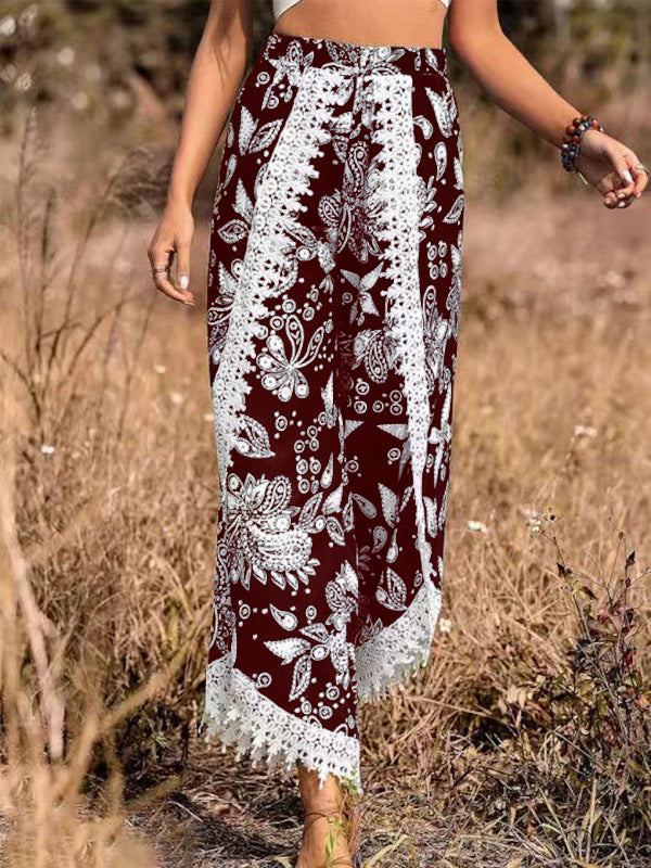 Loose Printed Fashionable Casual Lace Trousers For Women