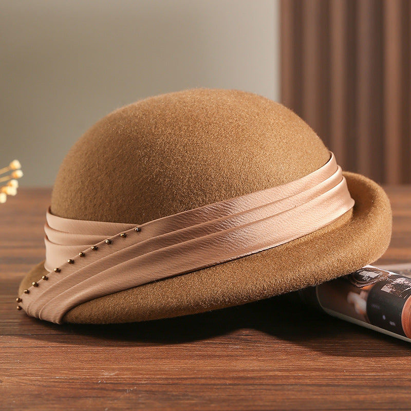Women's Autumn And Winter Fashion All-match Face-looking Small British Wool Ptah Beret