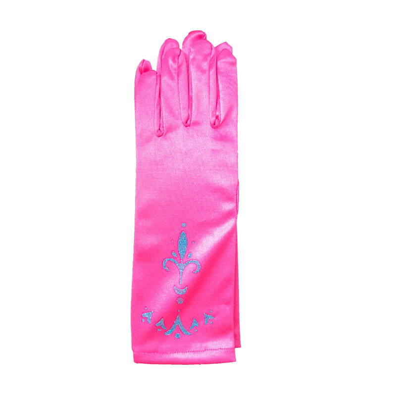 Children's Fashion Simple Printed Satin Gloves