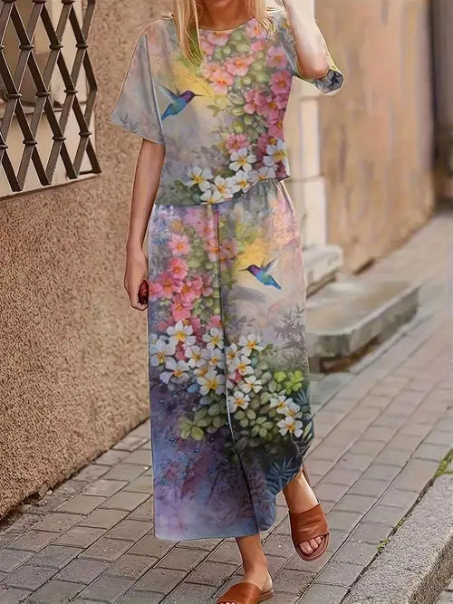Casual Fashionable Loose-fitting Short-sleeve Crew-neck T-shirt And Pants Set