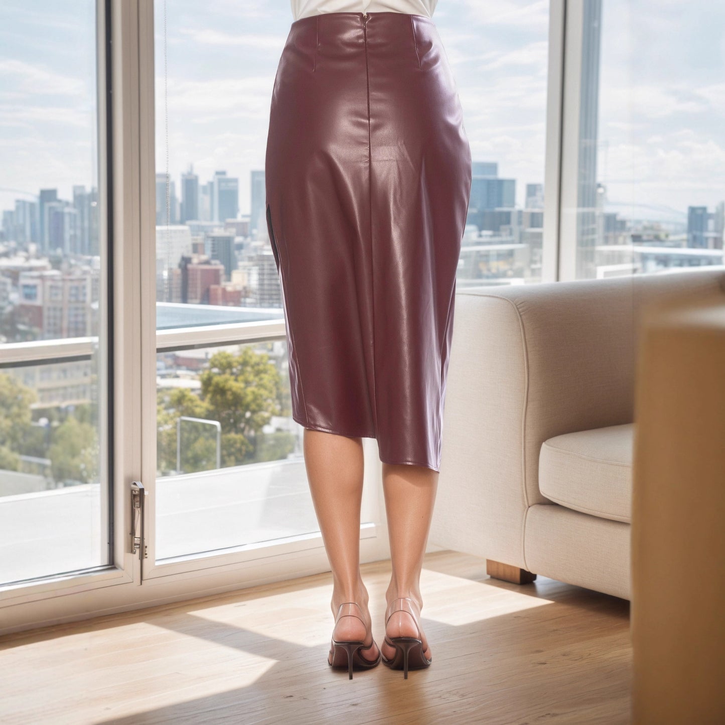 Fashion High-waist Slim-fit Slit Pencil Skirt