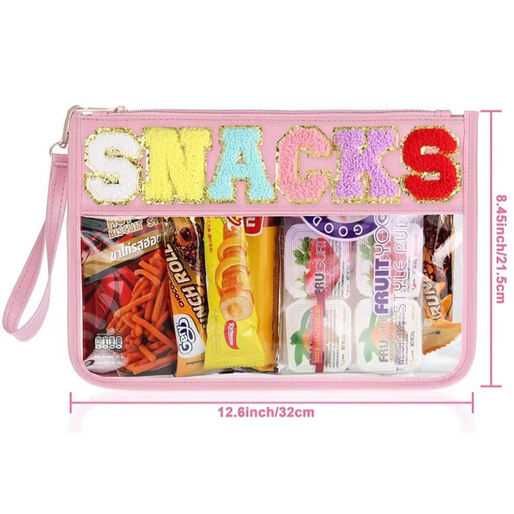Snack Zipper Bag Transparent Chenille Embroidery Letters