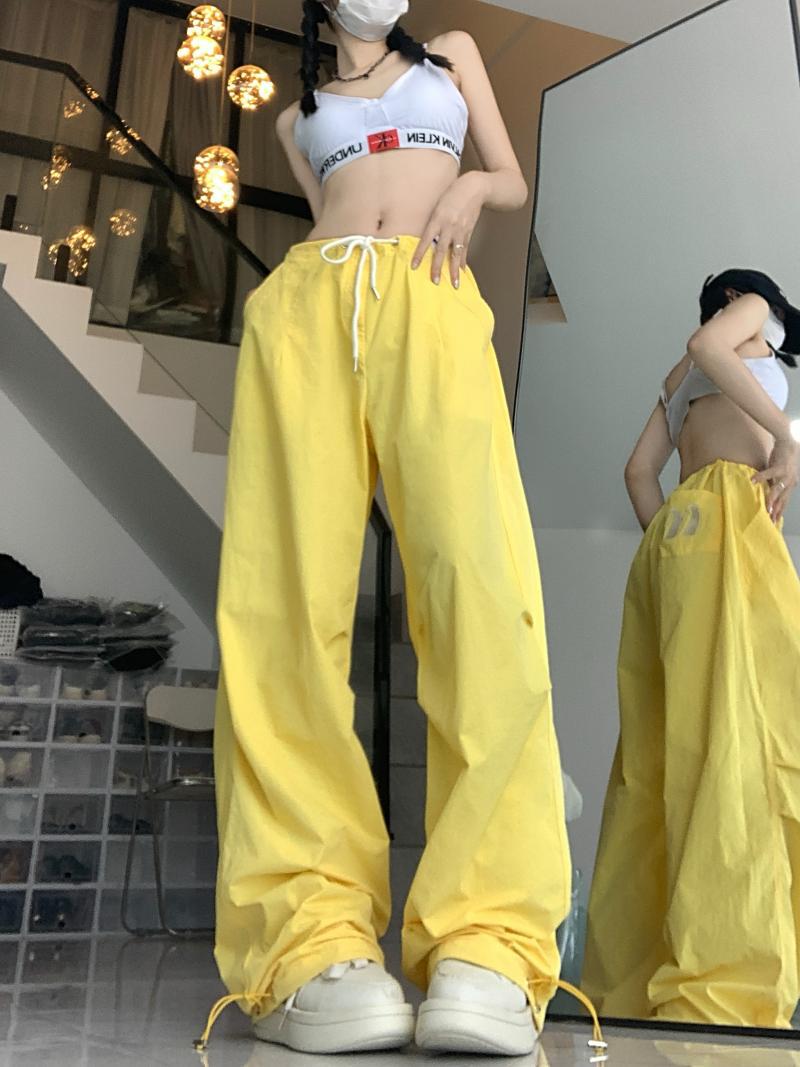 American Street Casual Summer New Waist-tight Ankle-tied Wide-leg Trousers Design Sense