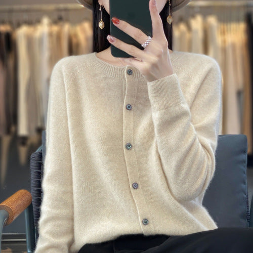 Cardigan Plus Size Coat Loose Round Neck Sweater