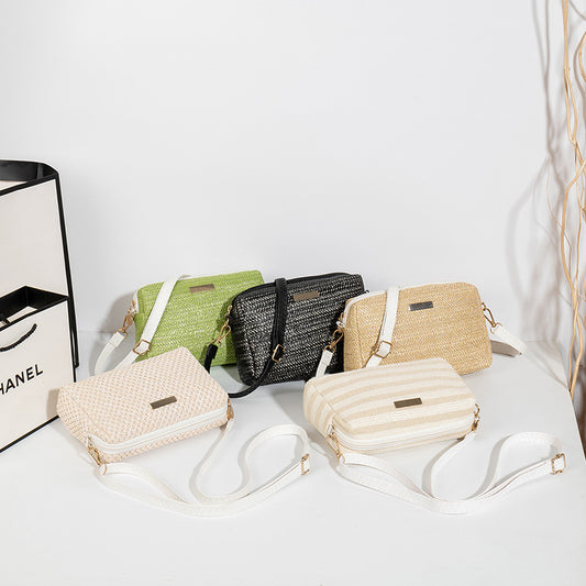 Braided Single Shoulder Cross-body Beach Bag Female