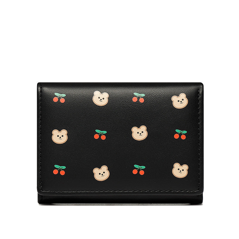 Short Wallet Cute Bear Cherry Mini