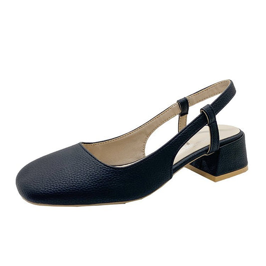 Women's Fashion Simple Square Toe Back Empty Summer Shoes