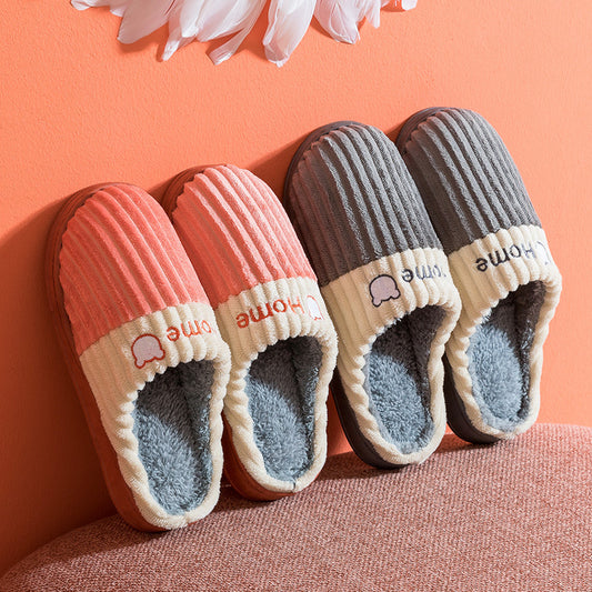 Couple's Warm And Non Slip Thick Soled Wool Slippers