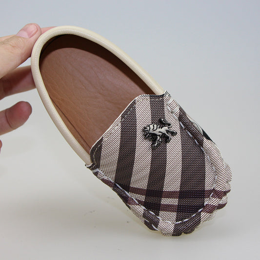 Temperament Leopard Print Spring Fashion Soft-soled Children's Peas Shoes