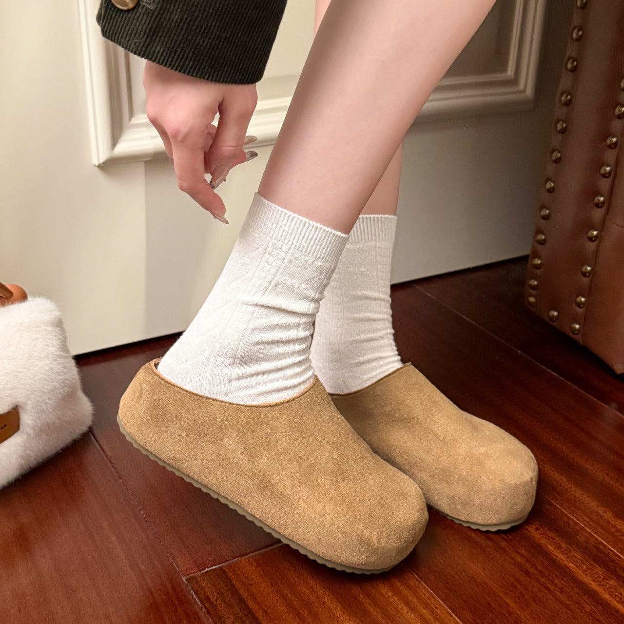 French-style Closed-toe Half-slippers For Women Suitable For Outdoor Wear