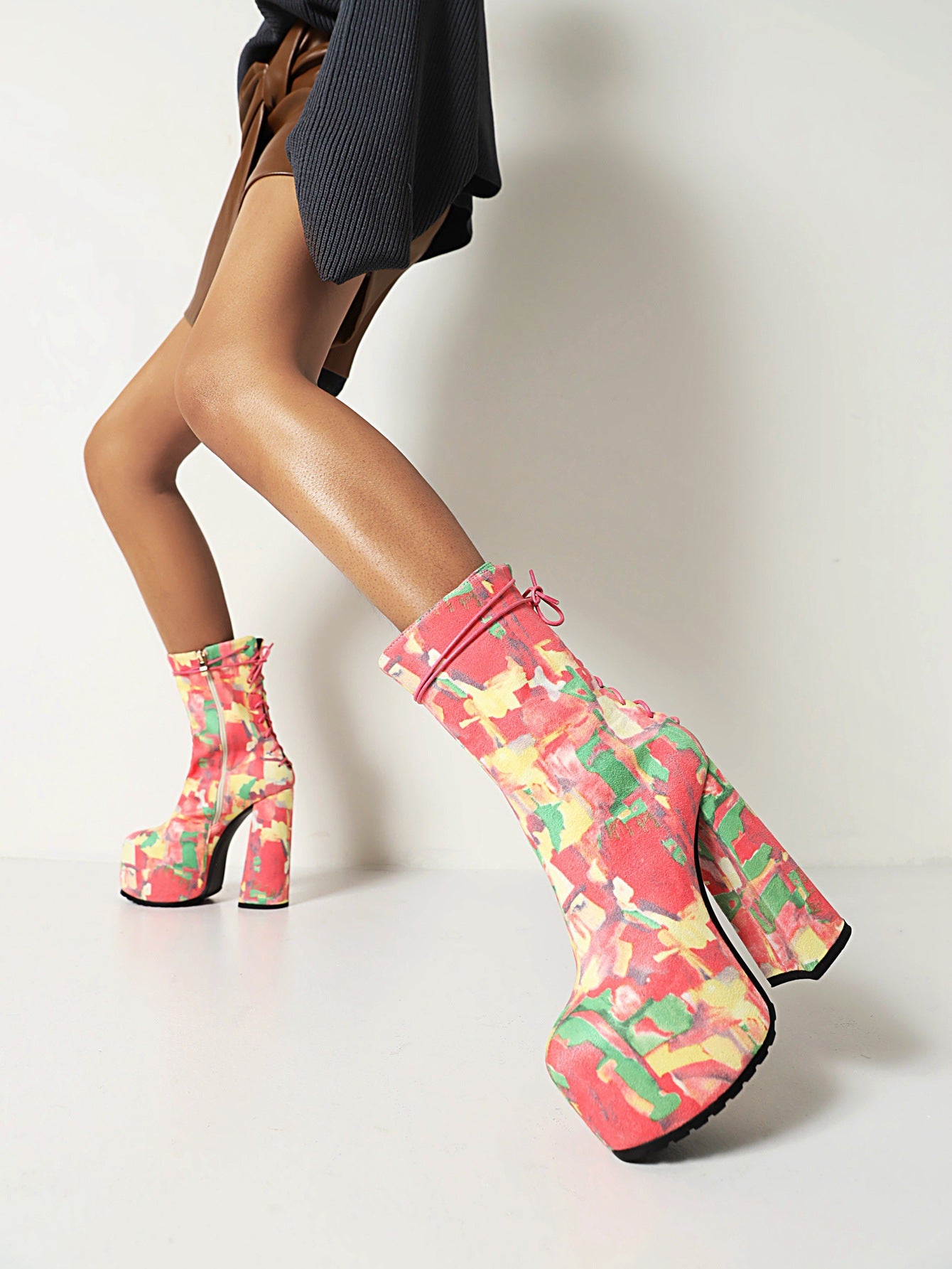Round Toe Viscose Shoes Low Cut Faux Fur Fashion Boots