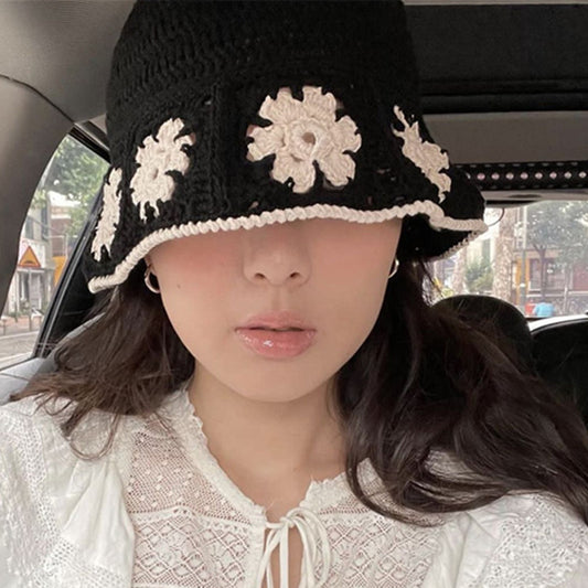 Women's Fashion Linen Cotton Thread Hollow Woven Bucket Hat