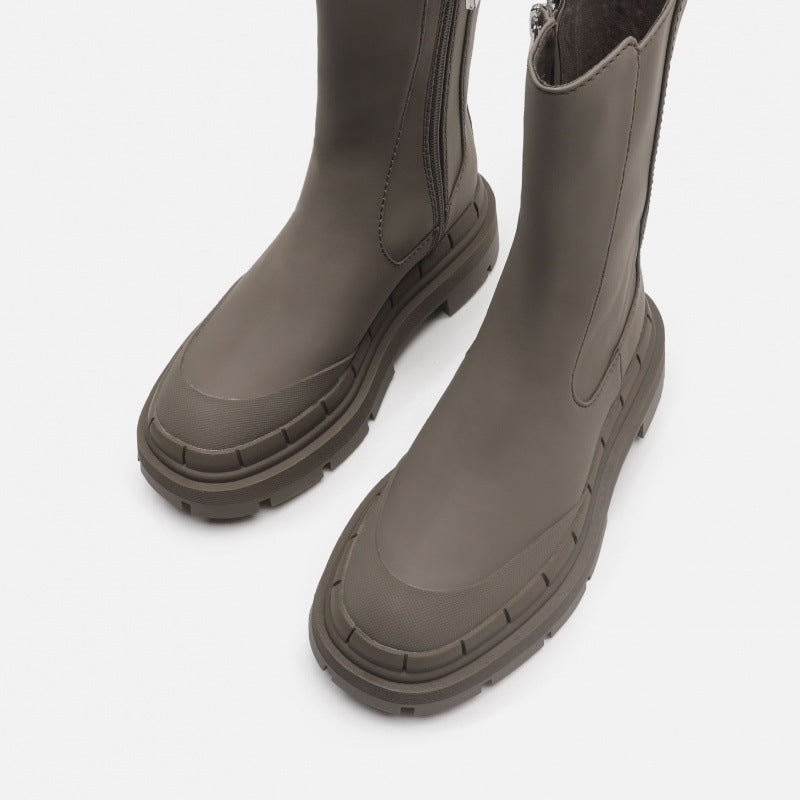 Side Zipper Martin Boots With Thick Soles Are Slim