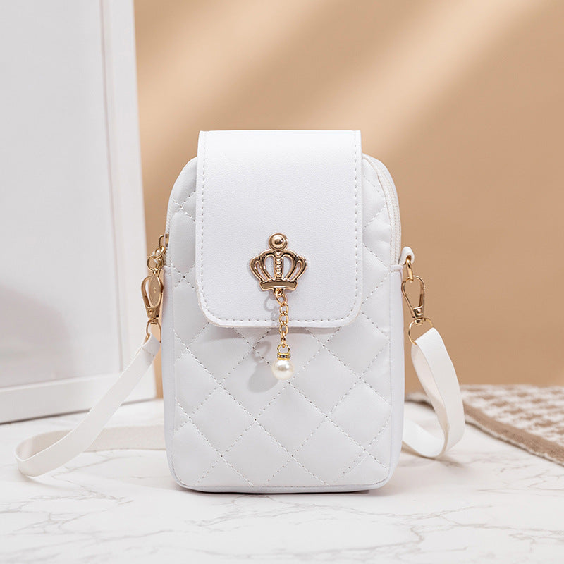 Simple All-match Messenger Bag Pearl Vertical Model In Square Shape