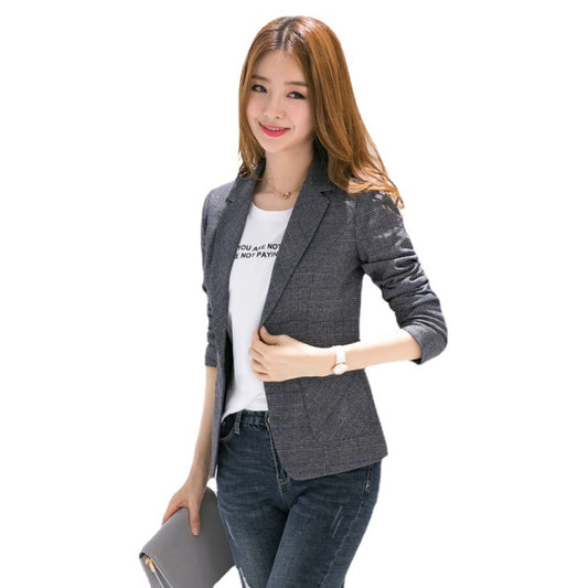 Casual Waist Short Slim Plaid Suit