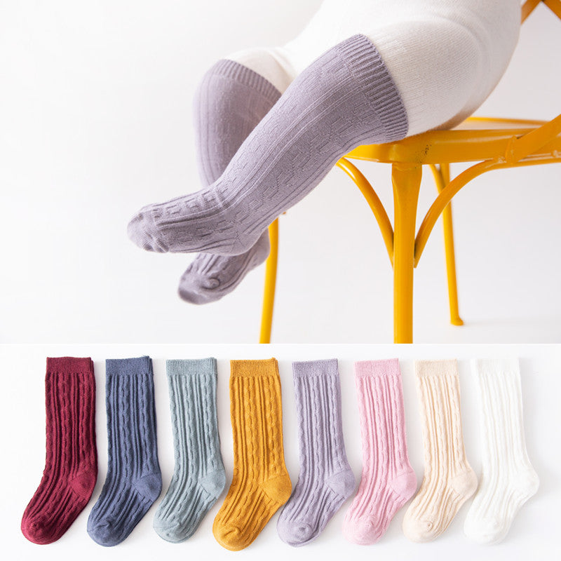 Spring And Summer Combed Cotton Long Tube Baby Knee Length Socks
