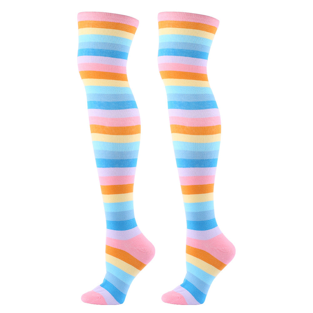 Festival Party Over The Knee Colorful Stripes Stockings