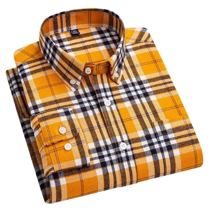 Cotton Plaid Long-sleeve Shirt For Layering Or Wearing On Its Own