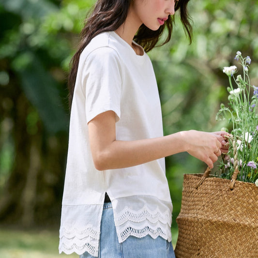 Summer Double-layer Wave Lace Design Blouse