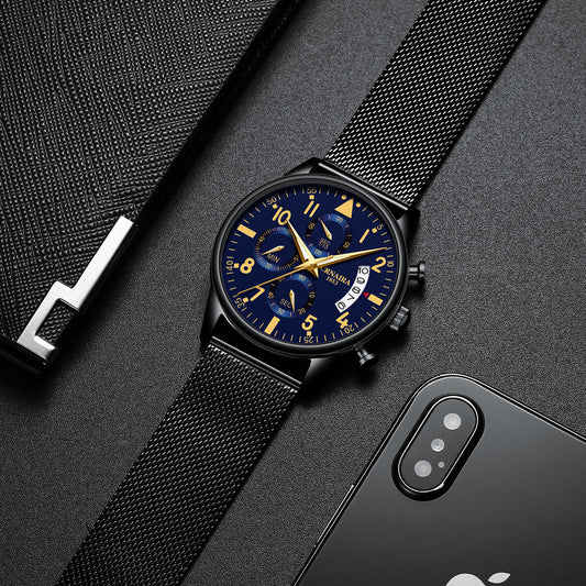 Simple Fashion Waterproof Men's Steel Strap Watch