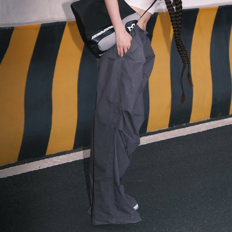 Drawstring High Waist Pocket Woven Pants