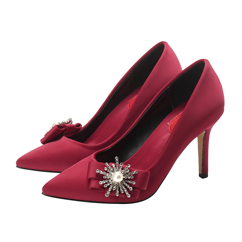 Champagne Dress High Heels Stiletto Crystal Bridesmaid Wedding Shoes