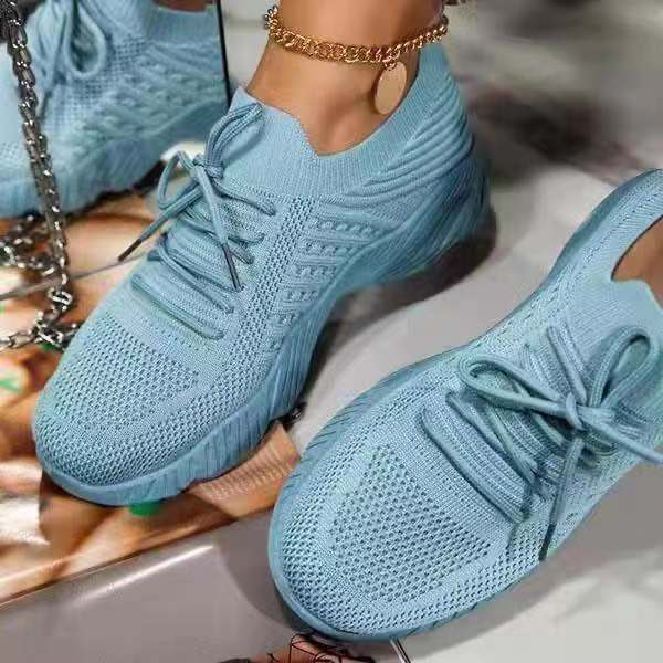 Solid Color Lace-up Flying Daddy Shoes